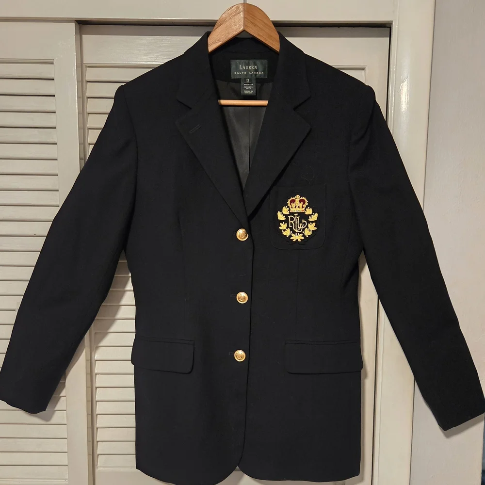 Lauren Ralph Lauren Black Women's Wool Crest Blazer - Picture 1 of 7